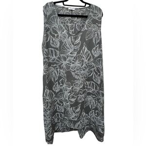 ✨ 36. Linen floral palm print sleeveless dress in plus size 3X